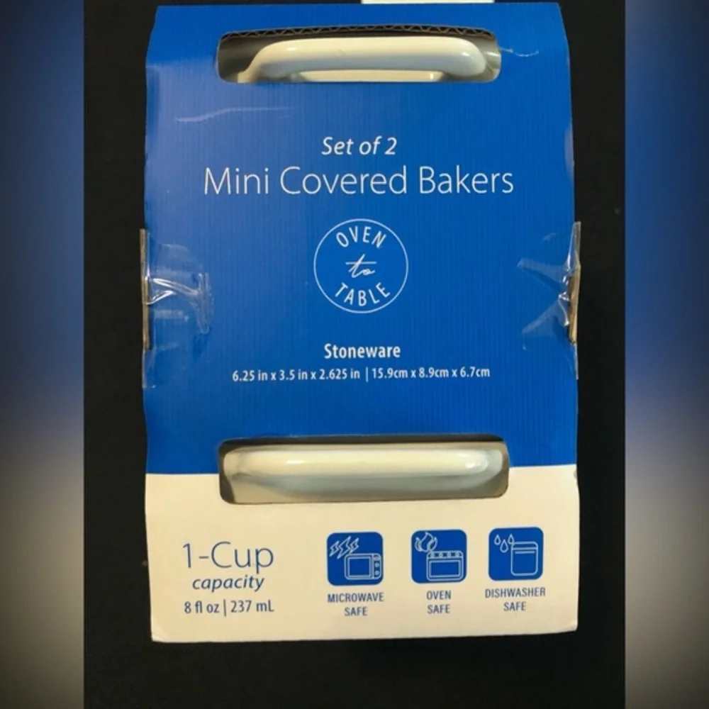 Set‎ of 2 oven to table mini ceramic covered bakers with lids new